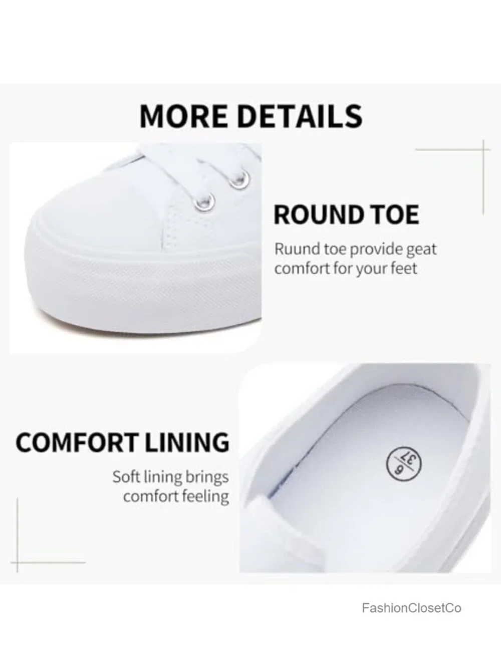Women's Platform Canvas Sneakers Breathable Lace-Up Non-Slip 1.61 Inch